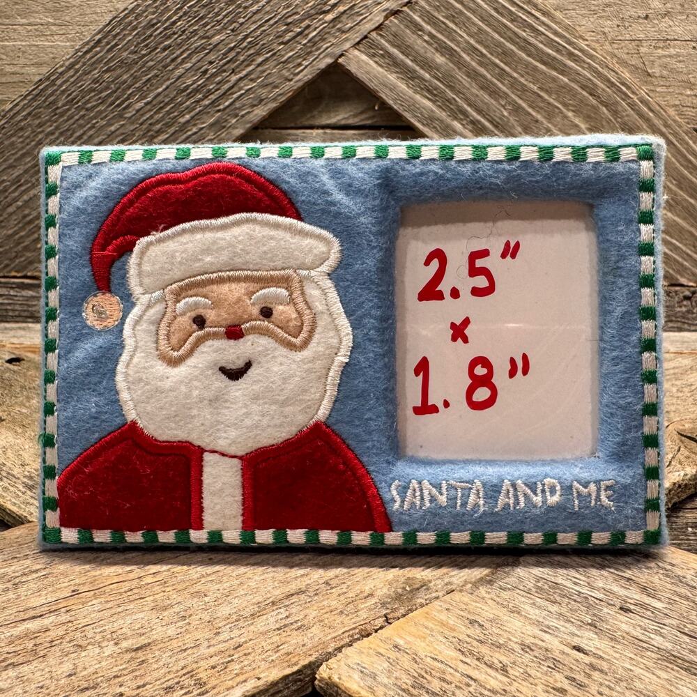 Vintage Santa and Me Embroidered Felt Christmas Tabletop Picture Frame, Holiday
